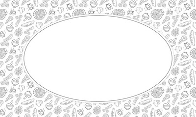 food and beverage frame in doodle style frame background