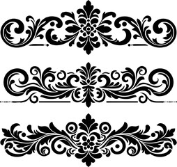 Elegant Black and White Floral Design Elements