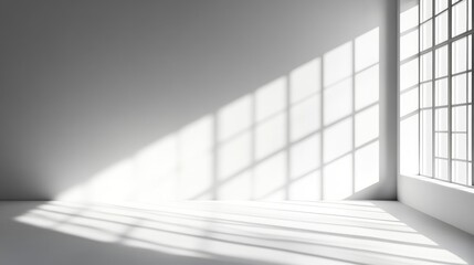 Minimalistic simple abstract background for product presentation. Shadow and light from windows on wall , ai