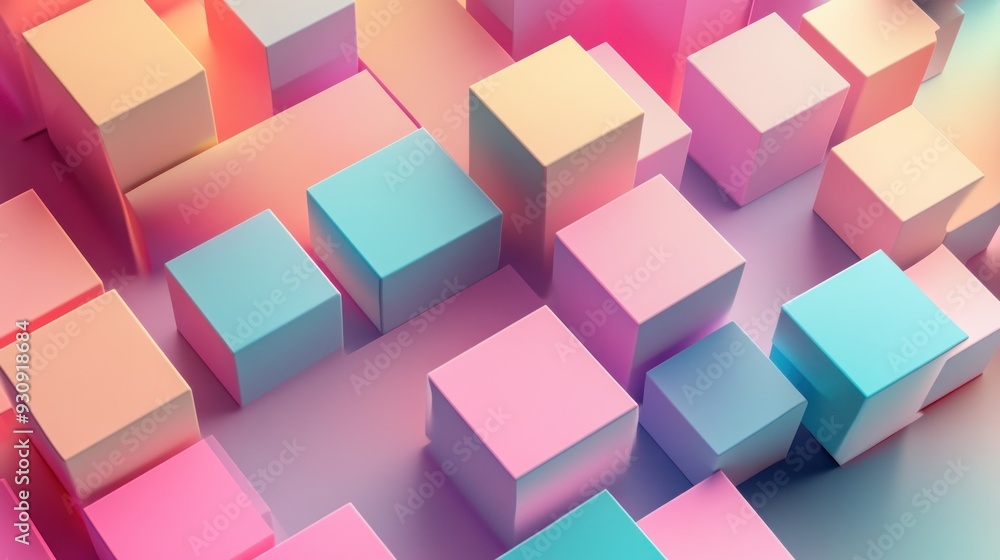 Poster abstract 3d colorful cubes pattern