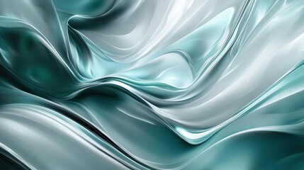 Obraz premium Abstract Teal and White Swirling Lines Background, Modern Digital Art, Flowing Curves, Artistic Design, Abstract Pattern.