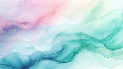 Fototapeta premium Abstract Watercolor Background with Pastel Green, Blue, and Pink Swirls.