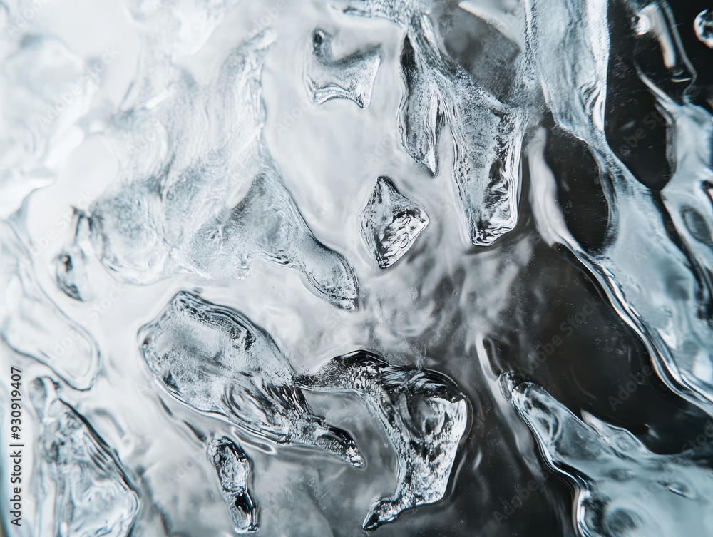 Poster abstract ice texture with grey and white patterns and reflections.