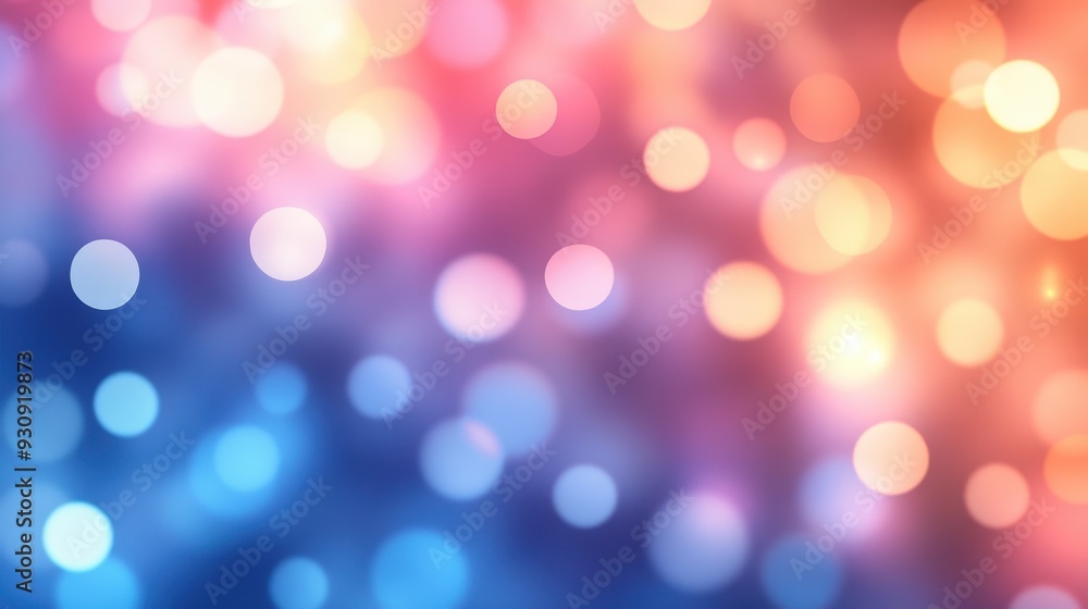 Poster abstract blurred lights background with bokeh effect - pink and blue color palette.