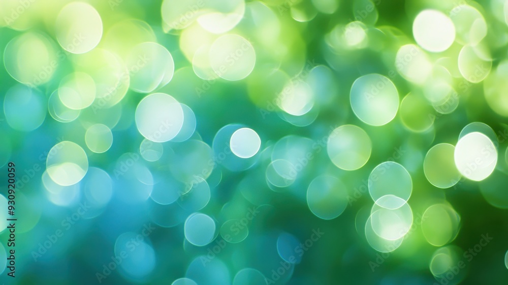 Aufkleber abstract green and blue bokeh background with soft blurred circles of light.