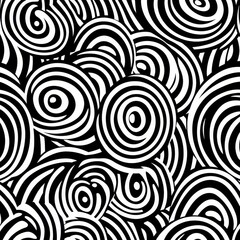 Fototapeta premium Abstract Seamless Pattern with Black and White Concentric Circles for Design Projects.