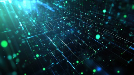 Abstract Futuristic Network with Glowing Lines and Particles, Digital Technology Background