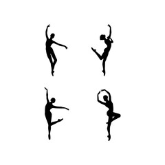 Fototapeta premium siluet women dance. woman dancer vector illustration for an icon,symbol or logo. a set of female dancer silhouettes