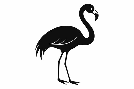 recommend clip art: flamingo vector silhouette, Vector black flamingo silhouette, Black silhouette of tropical bird flamingo