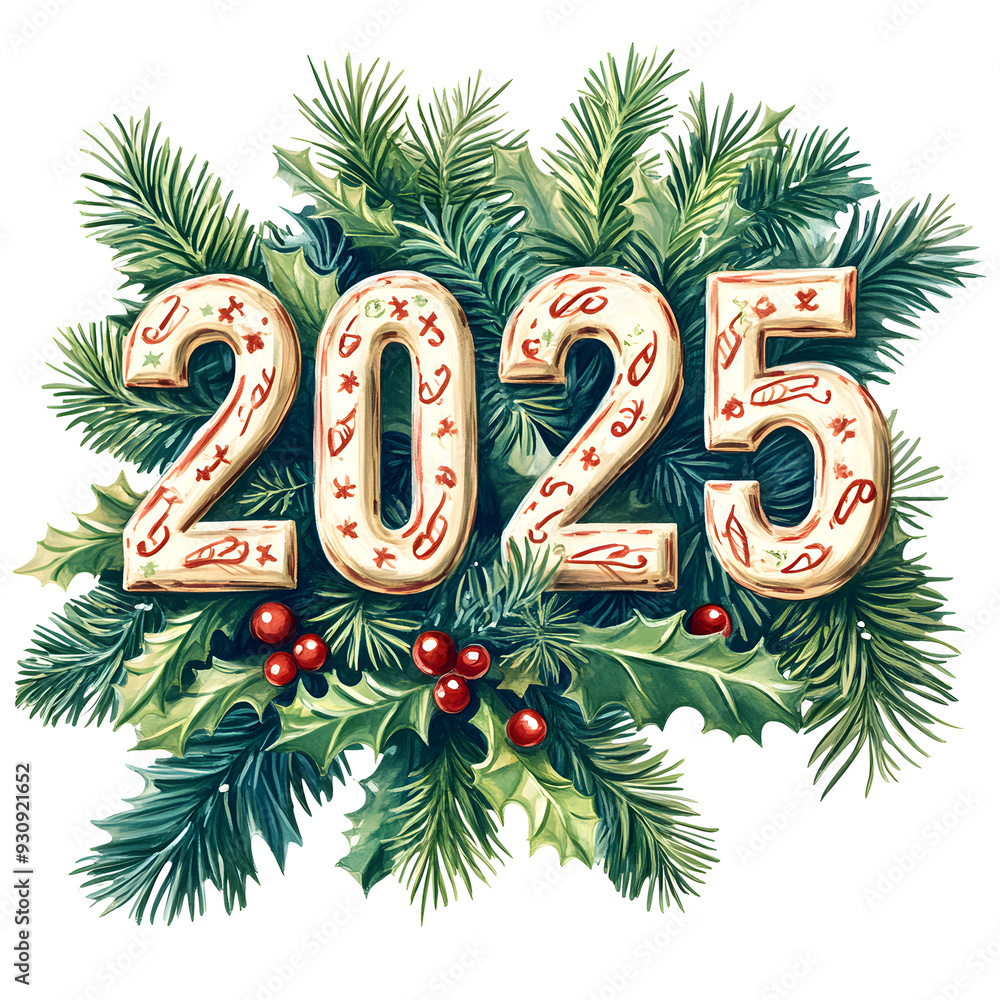 Poster a christmas tree with the number twenty-five on it
