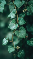 Close-up of green ivy leaves on