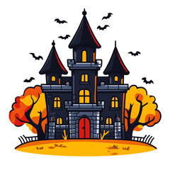 Fototapeta premium A castle with bats flying around it