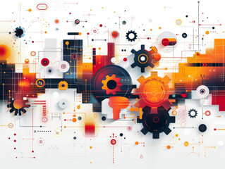 Obraz premium Future Abstract technology gear wheel background with geometric.Vector gears modern mechanism industrial concept