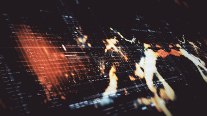 Futuristic screen display matrix, hi-tech digital data telemetry with encrypted numbers, display...