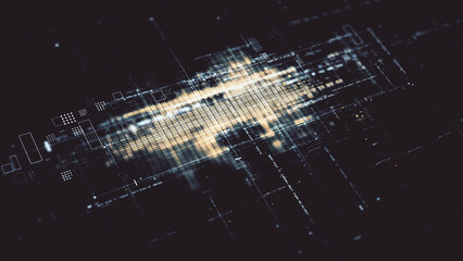 Futuristic screen display matrix, hi-tech digital data telemetry with encrypted numbers, display...