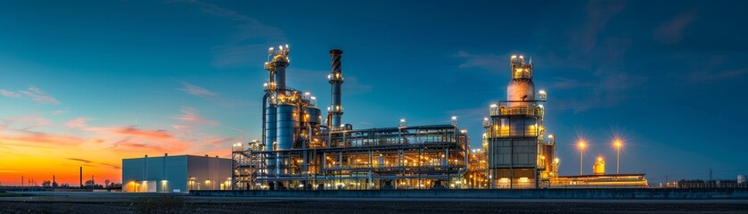 Illuminated Modern Industrial Site: Architectural Beauty in Night Lights