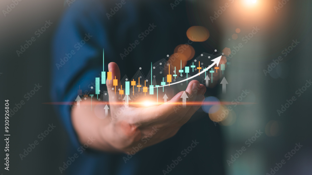 Poster concept of finance and investment ,profit growth management ,financial graphical and statistical ana