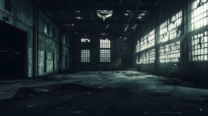 Abandoned Warehouse with Broken Windows Suggesting Illicit Activity