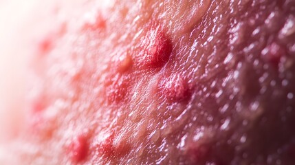 Fototapeta premium Close up View of Irritated Inflamed Skin with Visible Rashes or Eruption