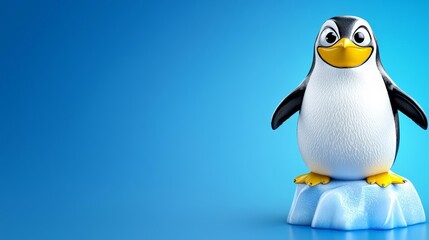 Obraz premium A 3D penguin waddling with a soft minimal iceberg background