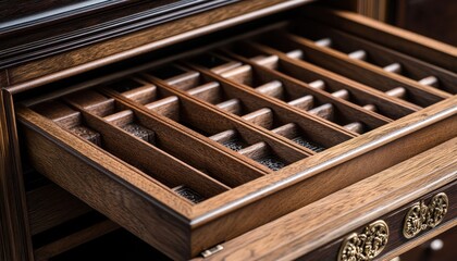 Antique Wooden Drawer with Intricate Details for Preserving Memories and Treasures, Vintage Storage, Heritage, Timeless Elegance