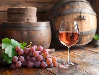 Experience the Authentic Charm of Traditional Wine Tasting in a Rustic Ambiance, Aged Wine, Classic Winery, Rustic Barrel Room, Wine Cellar, Grape Harvest, Wine Glass, Vintage Wine
