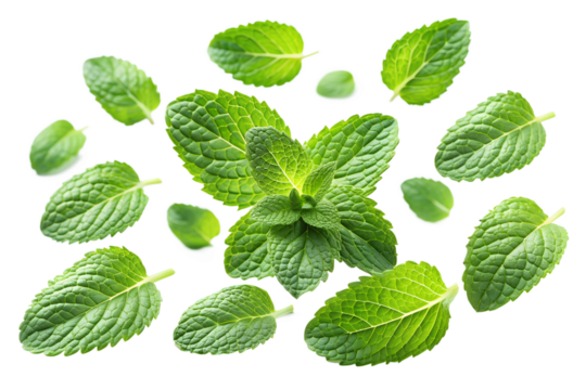 mint leaves isolated on transparent background png