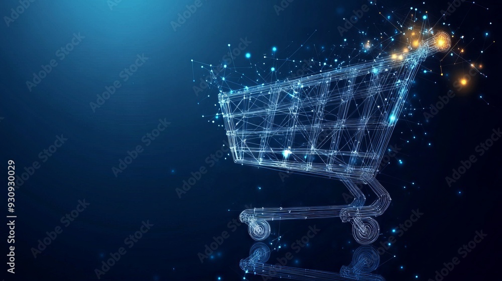 Aufkleber abstract image of a shopping cart. vector business wireframe concept. with dark blue background. low