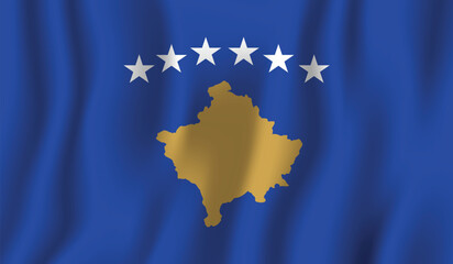 Realistic Kosovo flag perfect color, scale, and proportion.