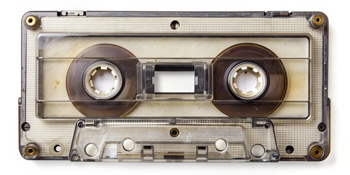 Vintage cassette tape with visible tape inside , retro, music, cassette, vintage,tape, analog, audio, nostalgia, mixtape