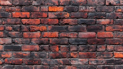 Obraz premium Red brick wall. Texture of old dark brown and red brick wall panoramic backgorund , ai