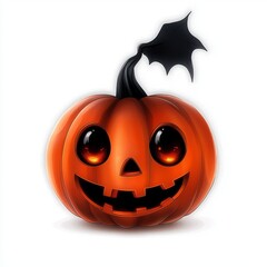 Fototapeta premium A pumpkin carved for Halloween on a white background. 