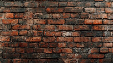 Obraz premium Red brick wall. Texture of old dark brown and red brick wall panoramic backgorund , ai