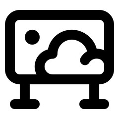 Digital Signage Display Outline Icon: Interactive LCD/LED Screen for Advertising and Information