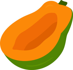 Sliced Papaya Fruit Illustration