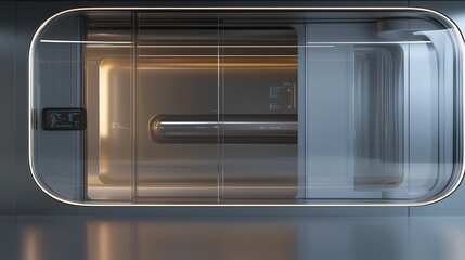 Obraz premium A sleek, modern design showcasing a transparent, futuristic space with a cylindrical object.