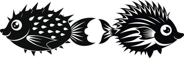 porcupine fish vector silhouette 