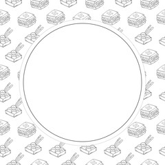 food and beverage frame in doodle style frame background