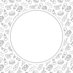 food and beverage frame in doodle style frame background