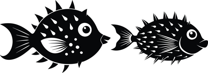 Fototapeta premium porcupine fish vector silhouette 