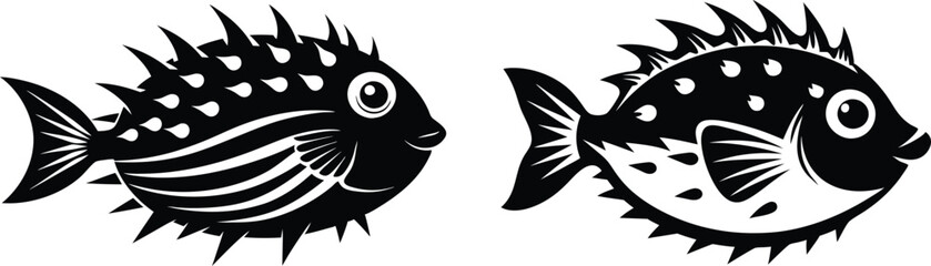 porcupine fish vector silhouette 