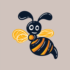Cute friendly bee. Cartoon happy flying bee.