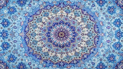 Abstract ornament in milky blue and purple hues, reminiscent of an old Persian carpet texture , Persian, carpet