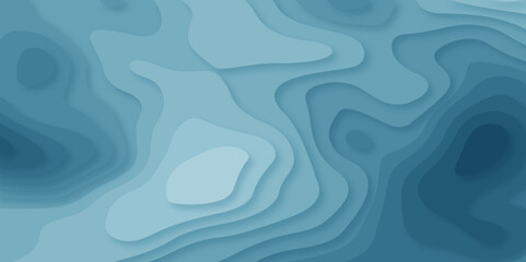 blue and white wave curve line 3d papercut abstract background