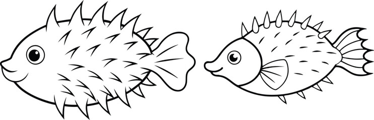 Fototapeta premium porcupine fish vector silhouette 