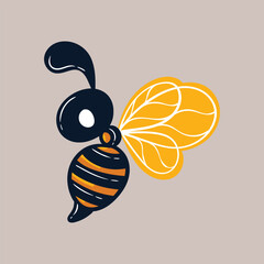 Cute friendly bee. Cartoon happy flying bee.