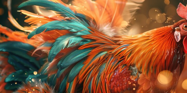 Beautiful feathers are present on Serama chickens