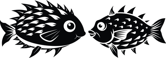 Fototapeta premium porcupine fish vector silhouette 
