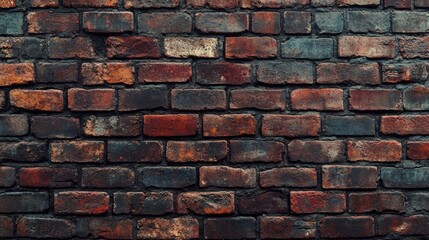 Obraz premium Red brick wall. Texture of old dark brown and red brick wall panoramic backgorund , ai