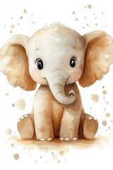 Cute cartoon baby elephant with big eyes. Ideal for children's books, posters, and other projects.